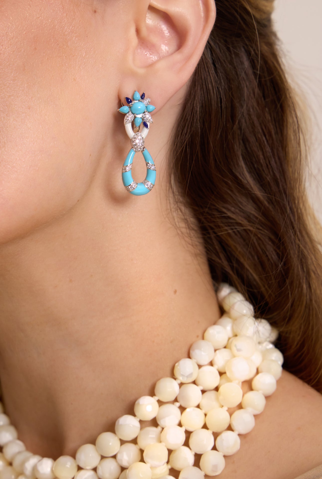 Floral Drop Earrings with Turquoise