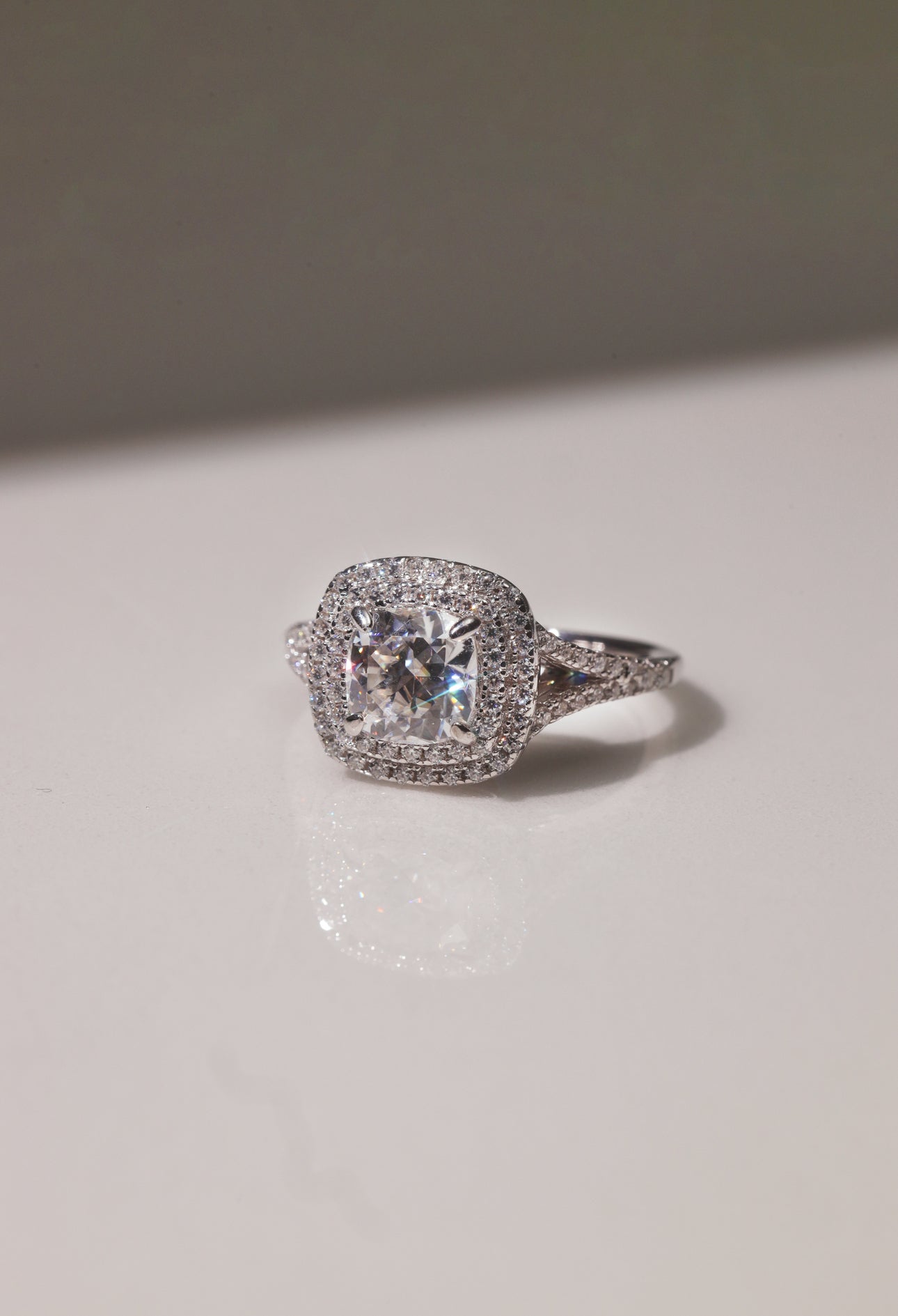 Double Halo Moissanite Ring
