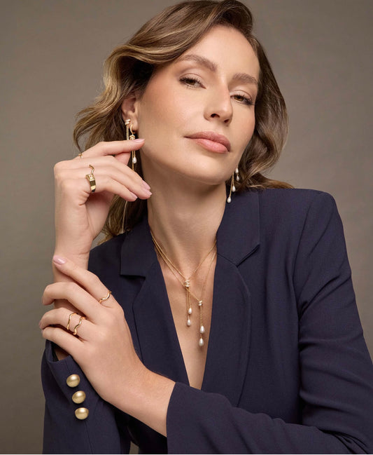 Drop Pearl Lariat Necklace