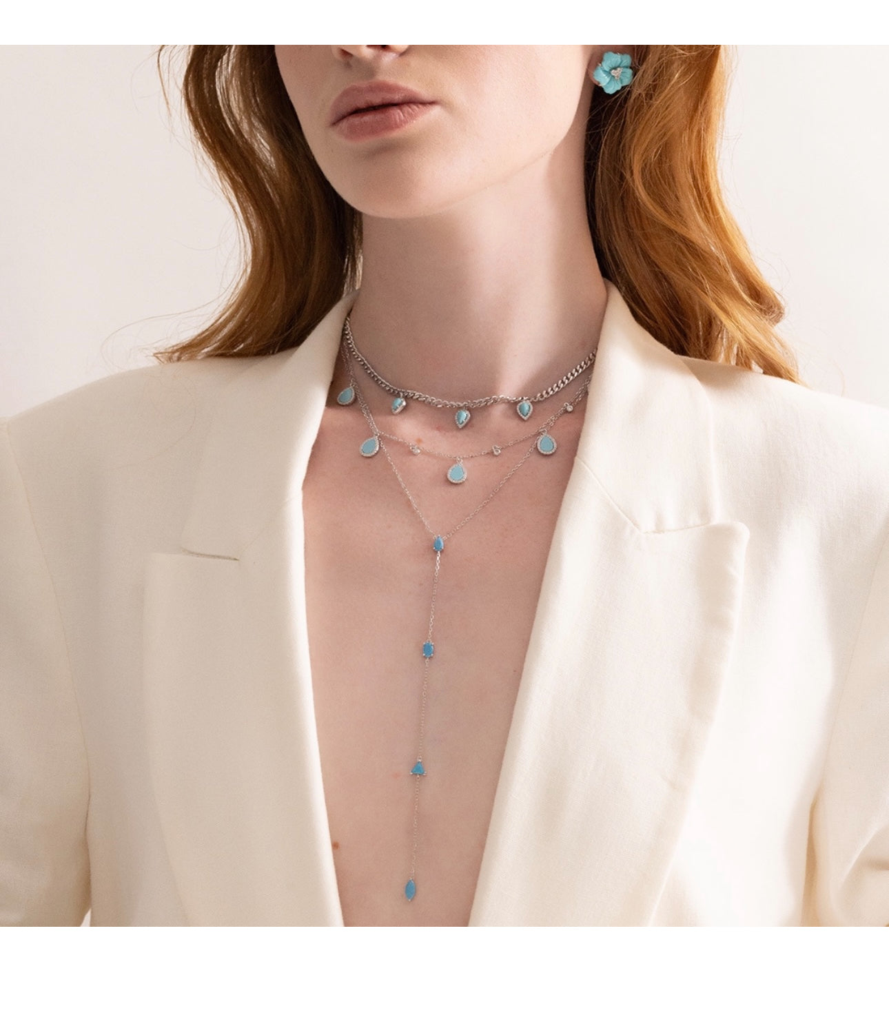 Blue Stone Drop Necklace