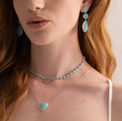 Triple Drop Turquoise Look Earrings