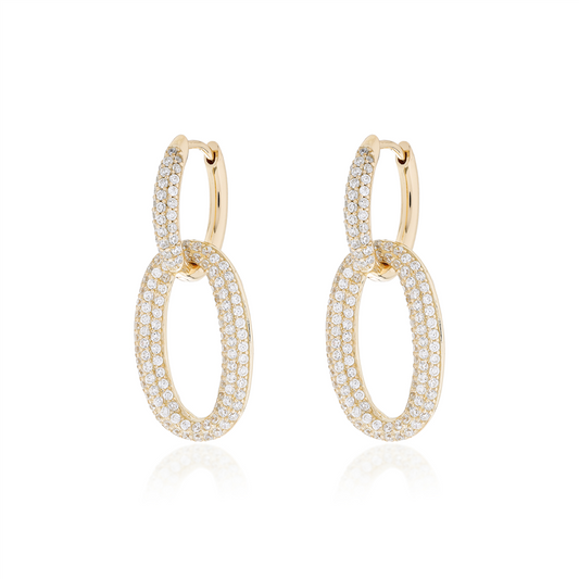 Double Oval Link Hoop Earrings